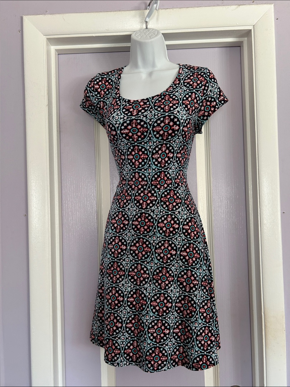 Michael by Michael Kors Mosaic print short A-line dress short sleeve Medium zip